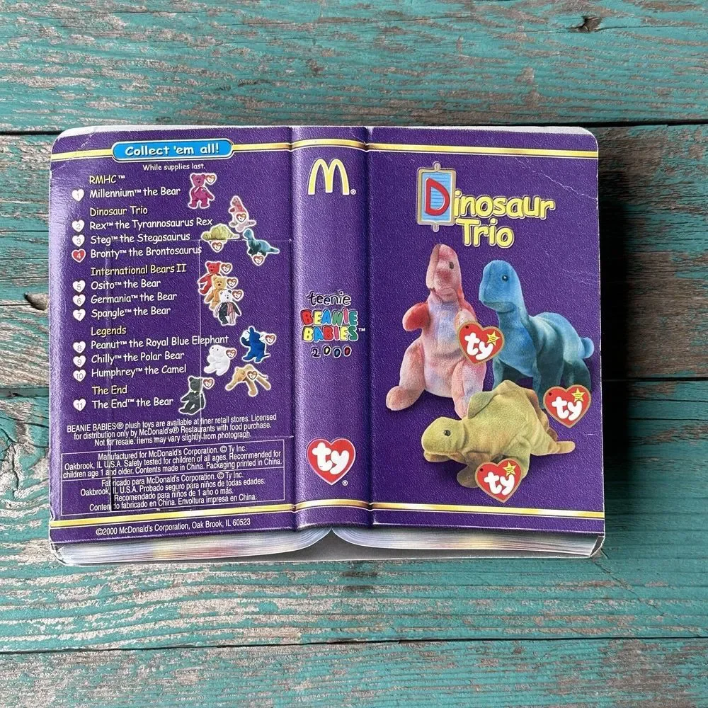 Ty Bronty Beanie Baby‎ Mcdonald's Dinosaur Trio Collection 2000 Retired Rare NOS